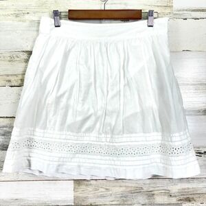 Ann Taylor LOFT White Cotton Lined Lightweight Eyelet‎ Skirt Women's Size 6